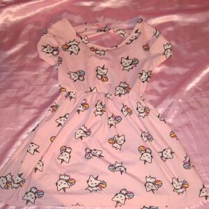 Pink Cat Print Dress